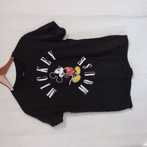 Disney Mickey Mouse Black Short Sleeve Graphic Tee Women's Size Large